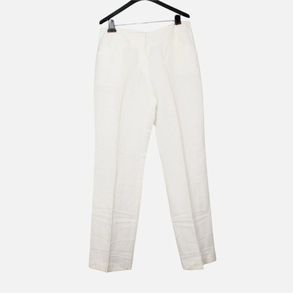 NWT Adrienne Vittadini  Ivory White Wide Leg Linen Dress Work Pants 12